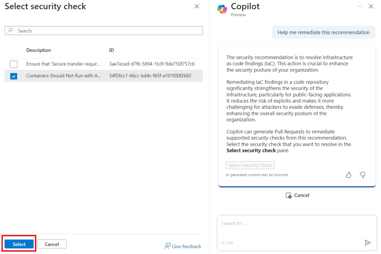 Screenshot that shows where the select button is located.