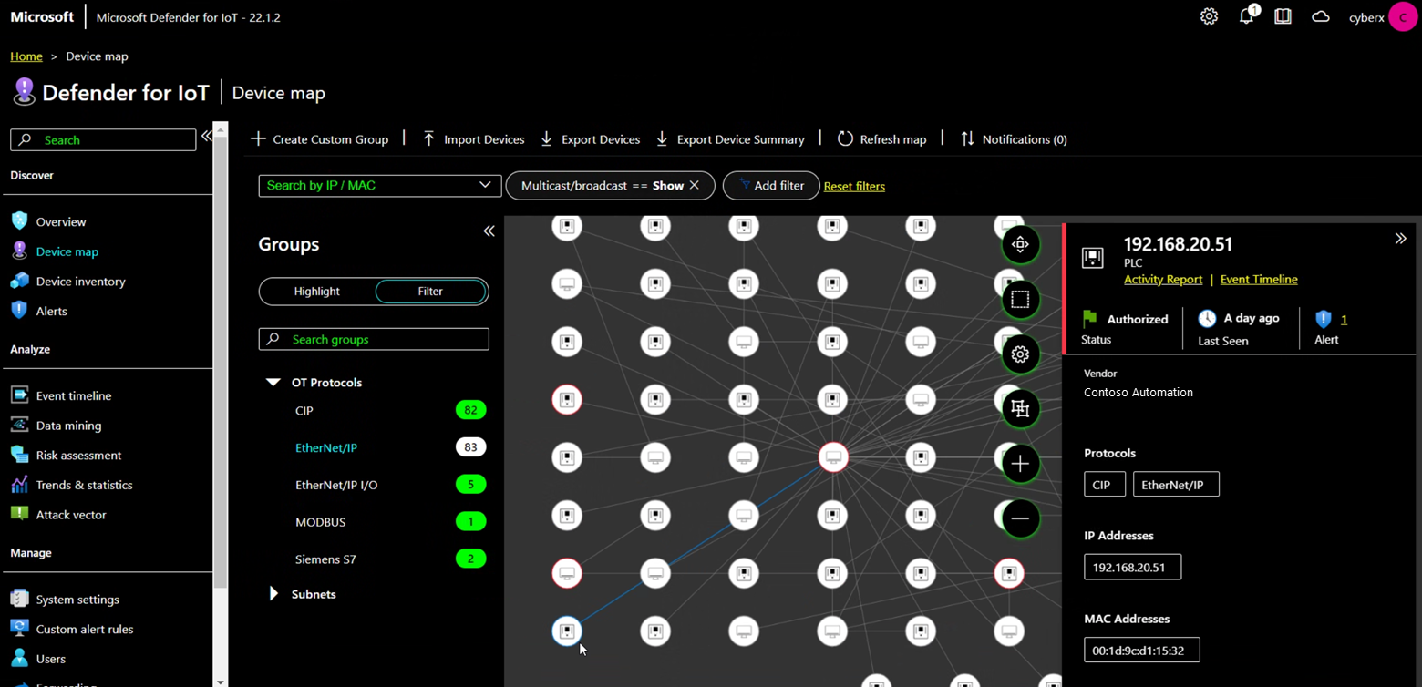 Screenshot of the sensor console in dark mode.