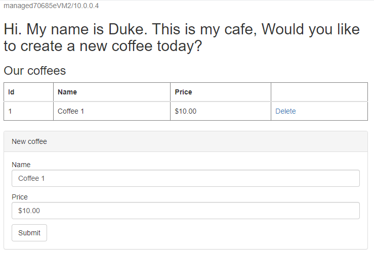 Screenshot of the sample application UI.