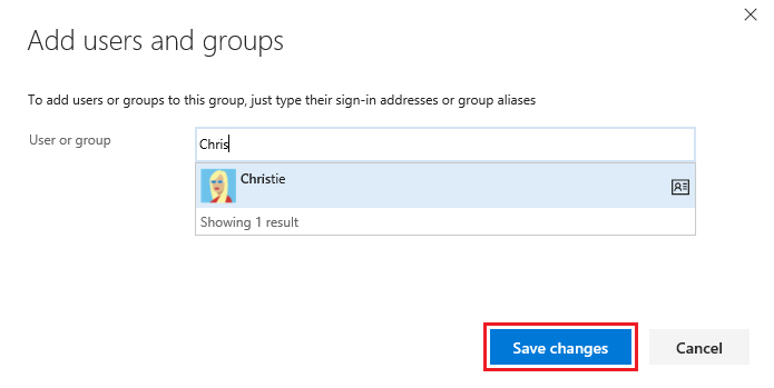 Add users dialog, on-premises.
