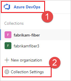 Screenshot that shows how to select Collection settings.