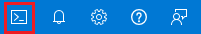 A screenshot of the Azure portal showing selecting the Cloud Shell menu item.
