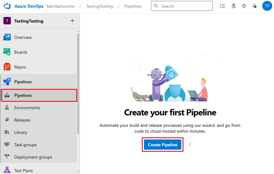 Screenshot of new pipeline button on the pipelines list.