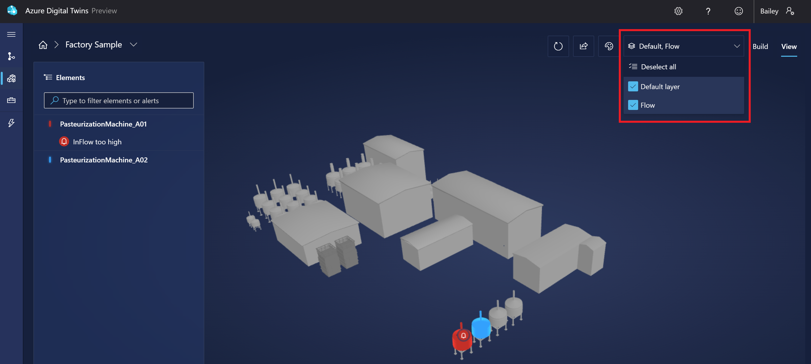 Screenshot of 3D Scenes Studio in View mode. The layer selection is highlighted.