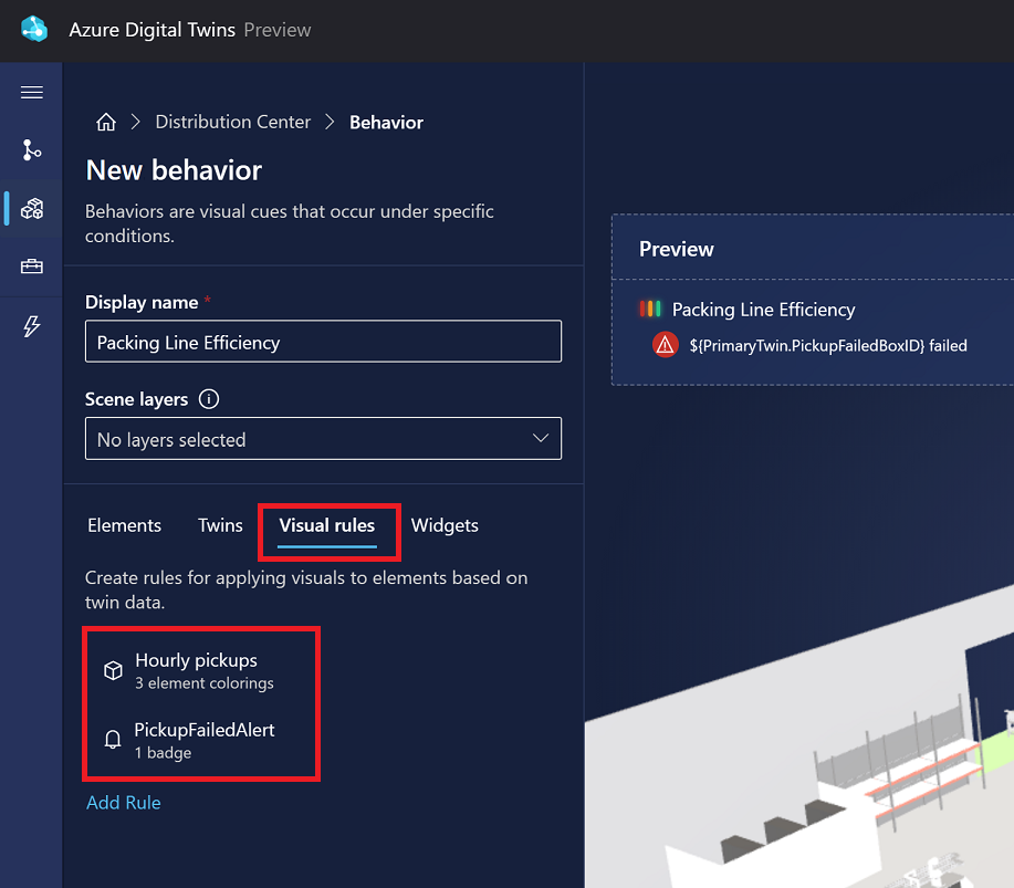 Screenshot of the finished visual rules in 3D Scenes Studio.