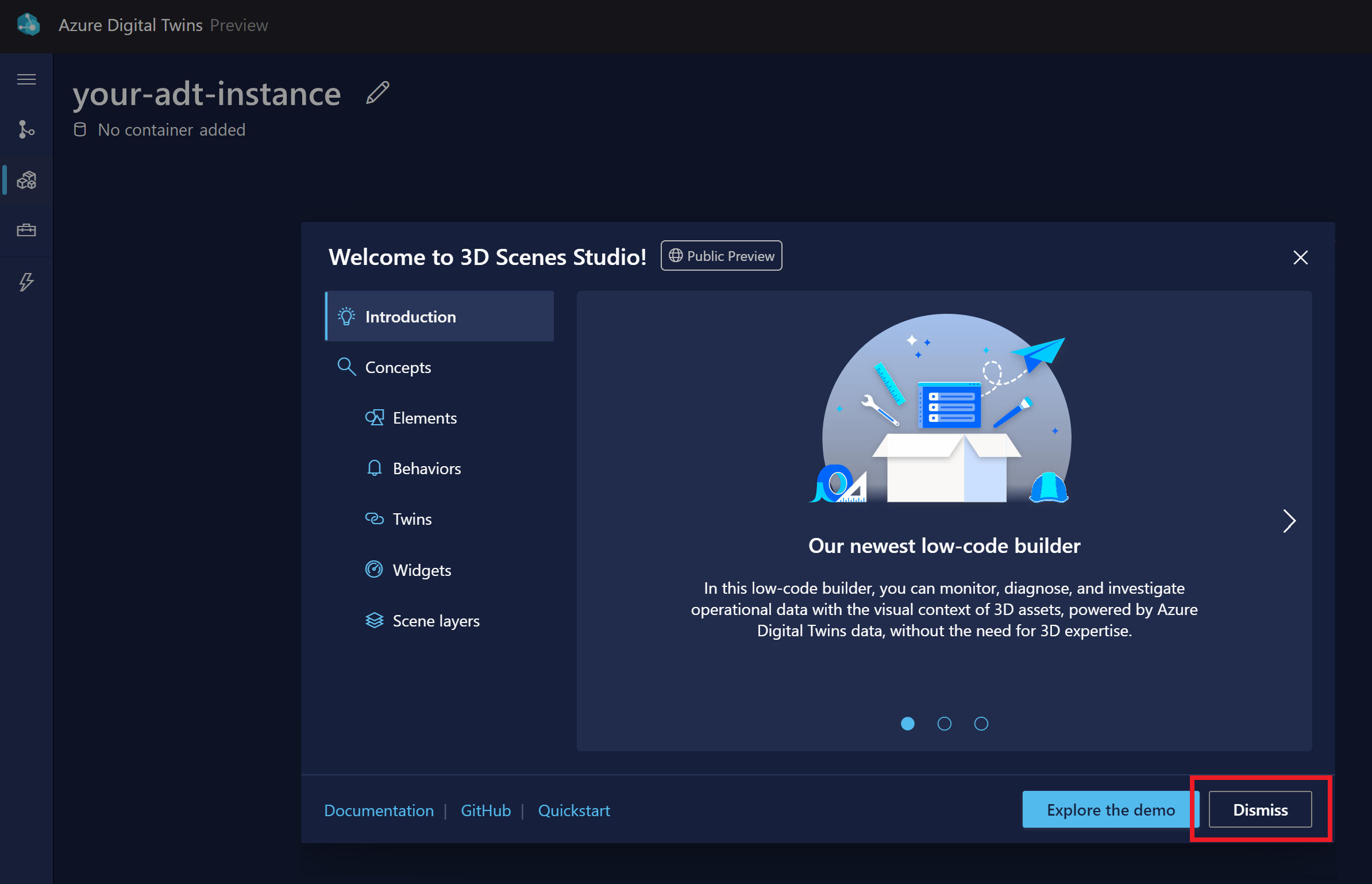 Screenshot of 3D Scenes Studio with welcome demo.