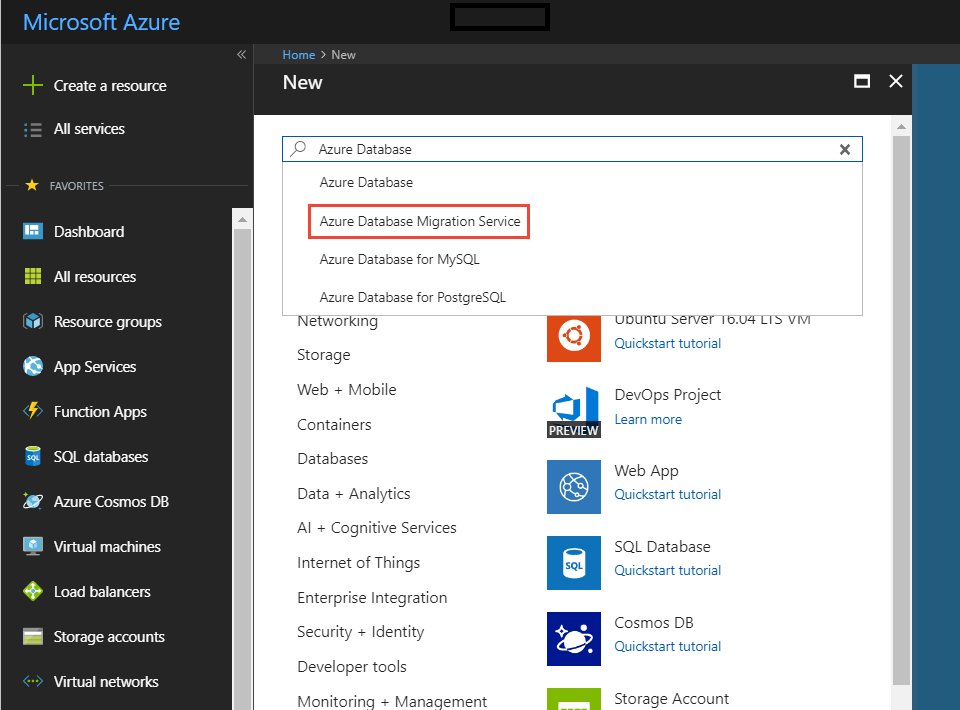 Screenshot of Azure Marketplace.
