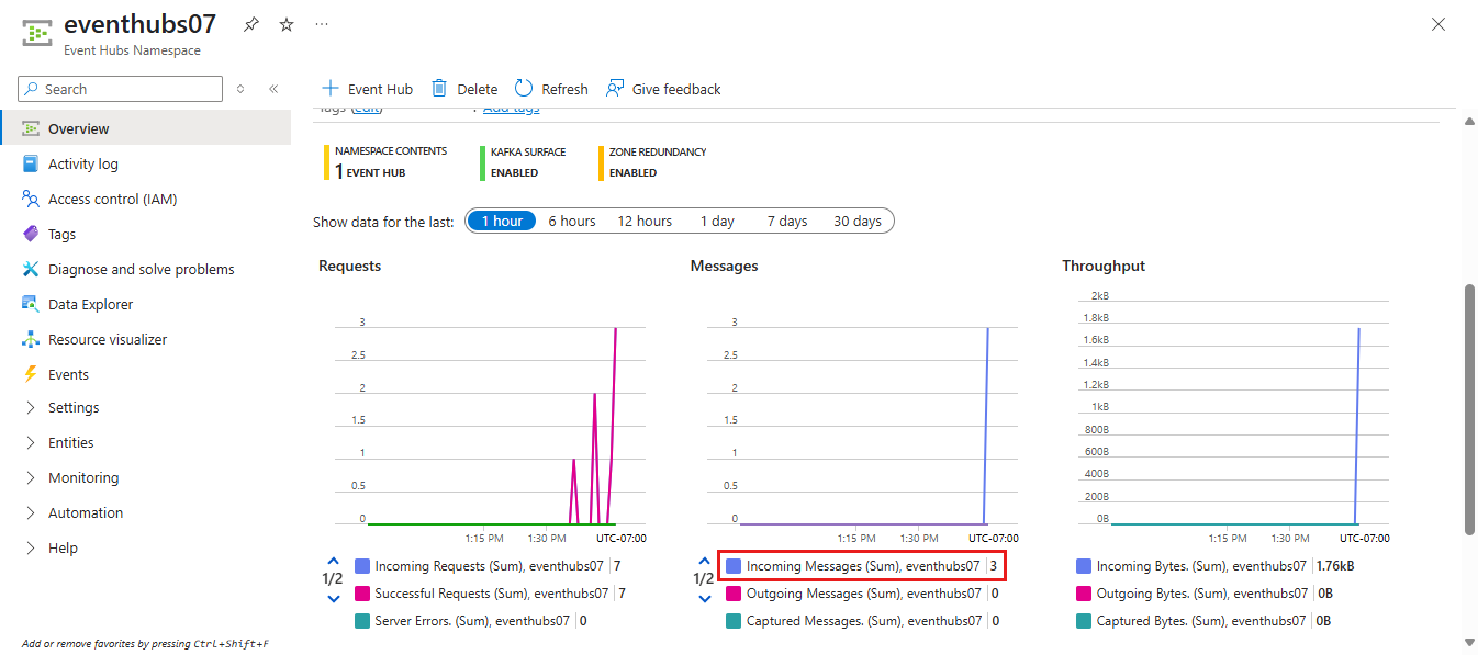 Screenshot that shows the portal page with an incoming message count of 3.