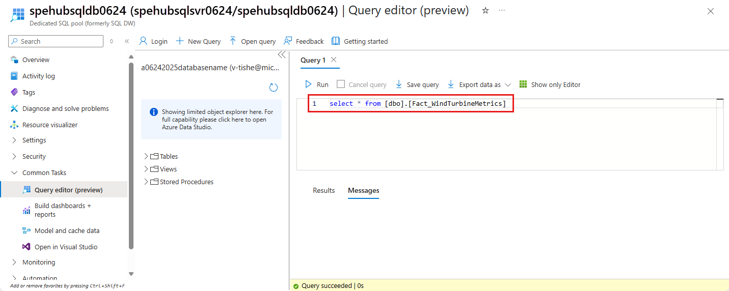 Screenshot showing the query results.