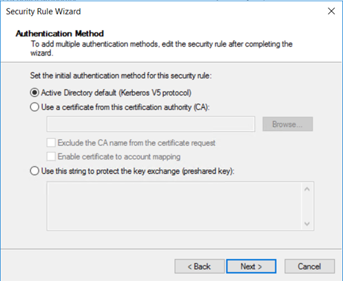 selection of the authentication method 47