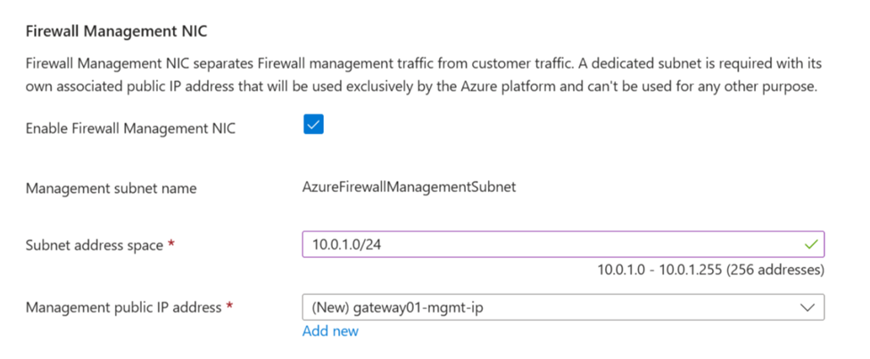 Screenshot showing configure forced tunneling.