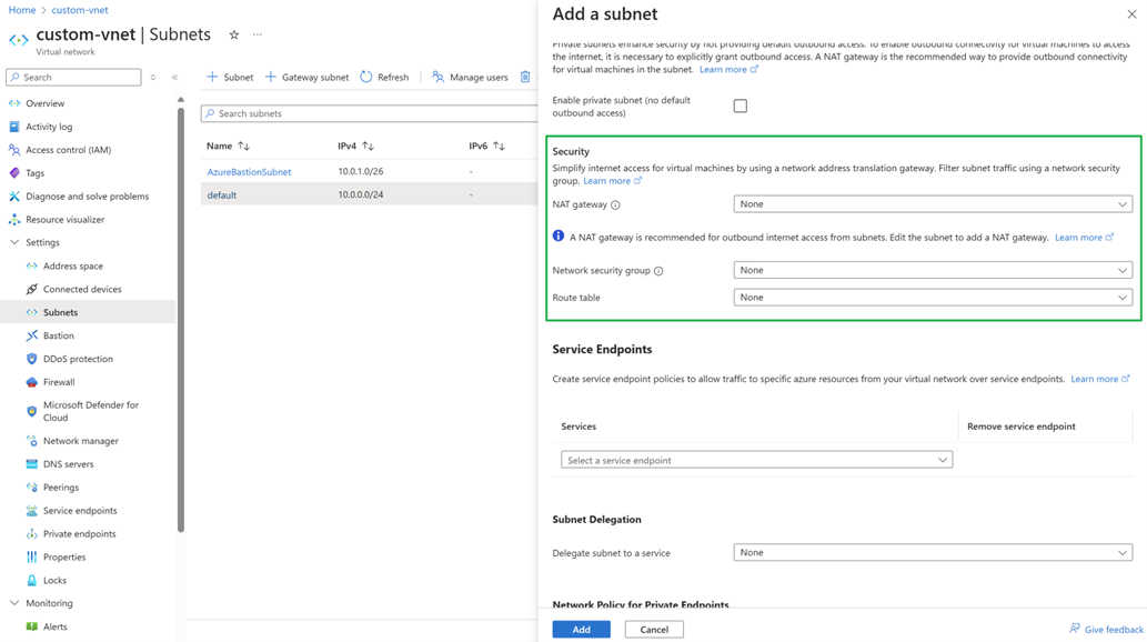 Screenshot showing how to associate gateway.
