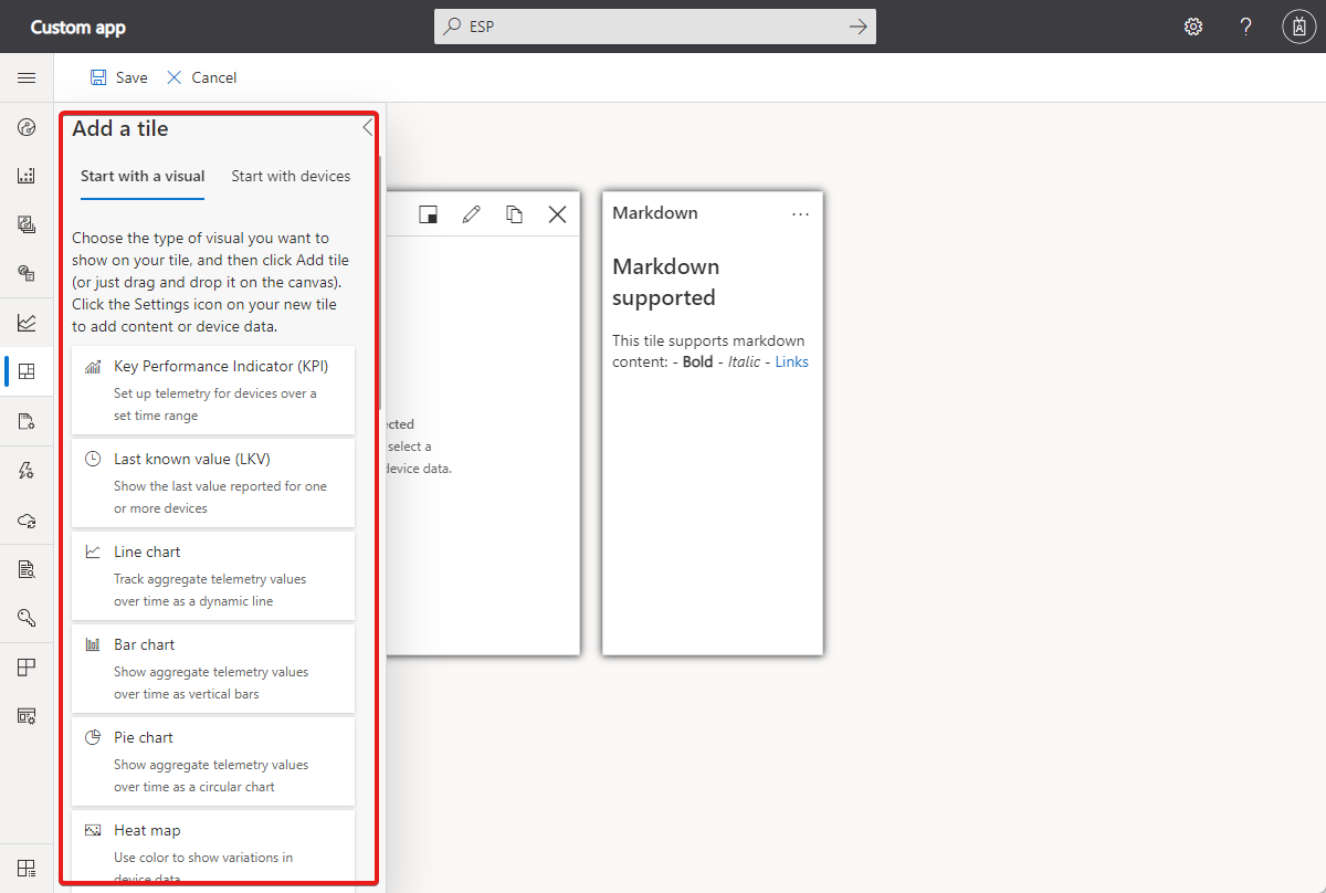 Screenshot that shows the dashboard library.