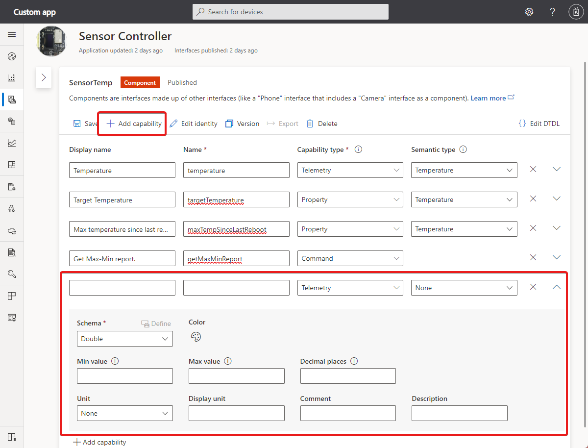 Screenshot that shows how to add capability.