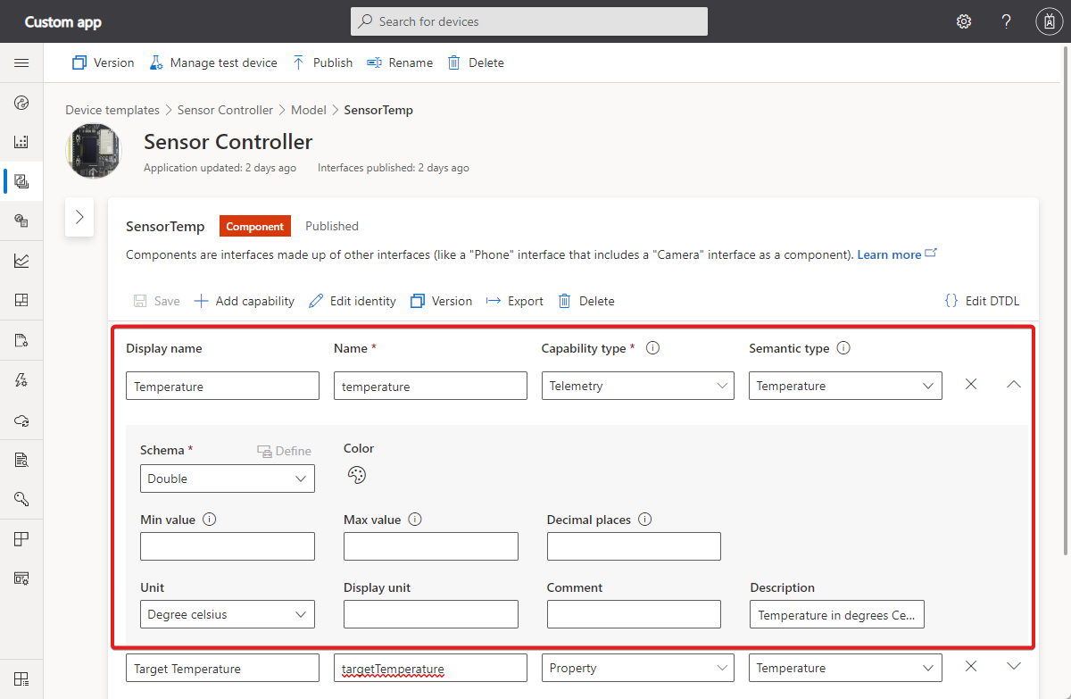 Screenshot that shows how to add a telemetry type.