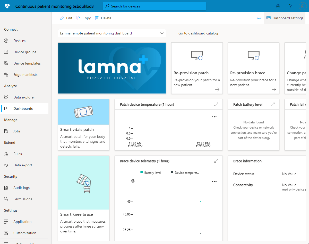 Screenshot showing the remote patient monitoring dashboard.