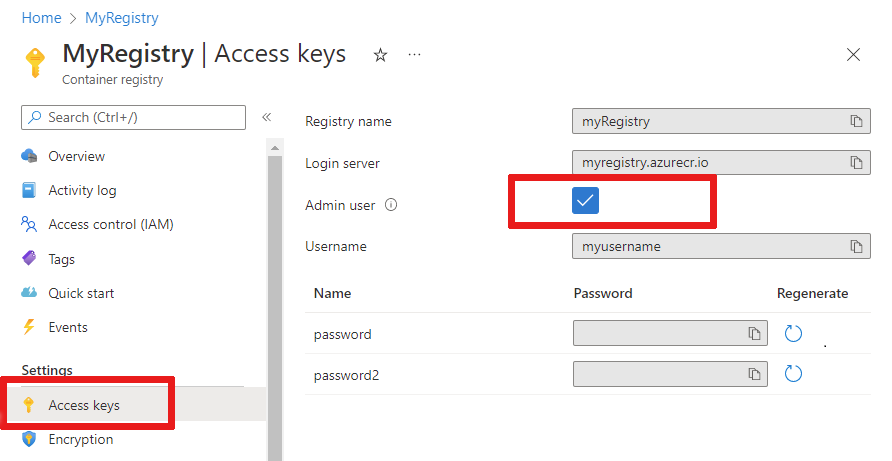 Screenshot of the Access Keys menu location.