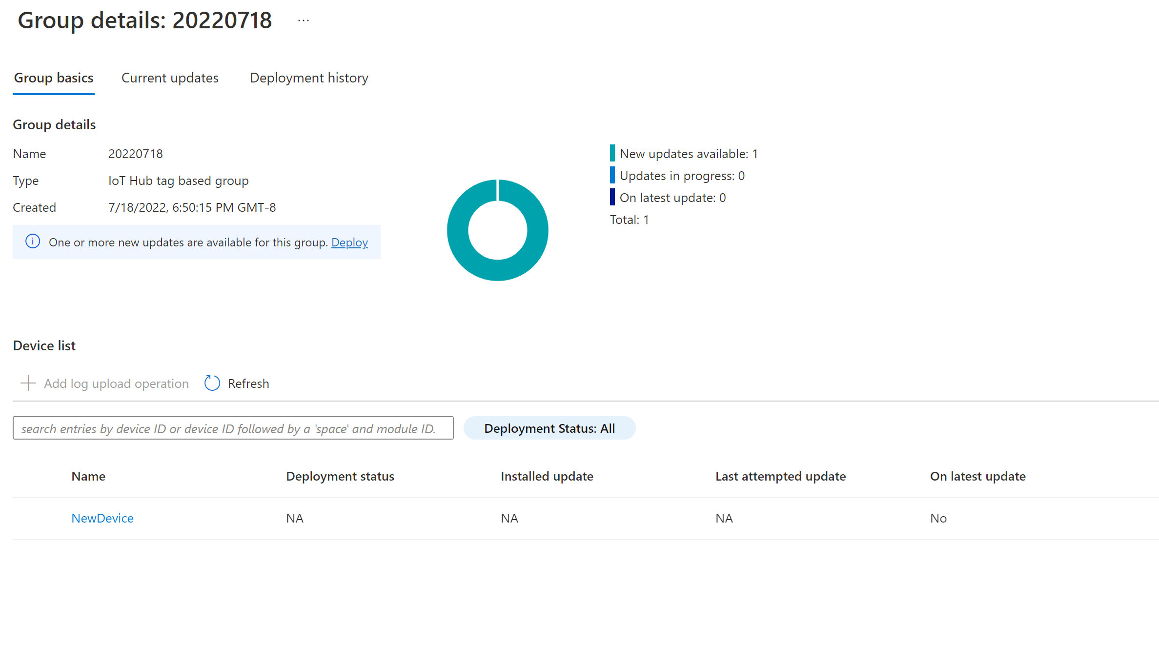 Screenshot of device group details view.