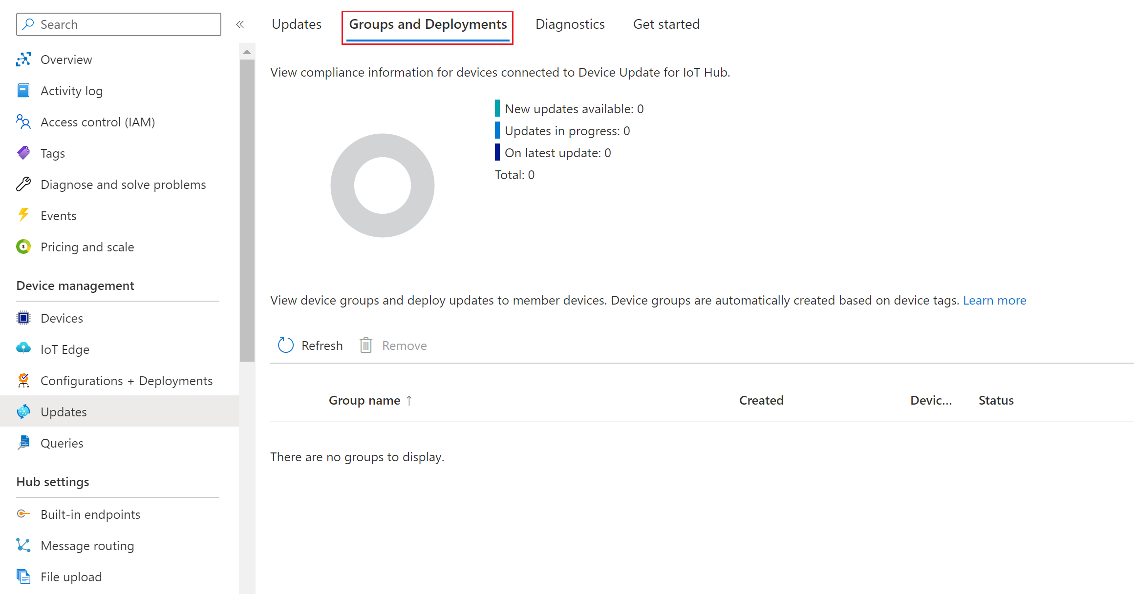Screenshot of ungrouped devices.