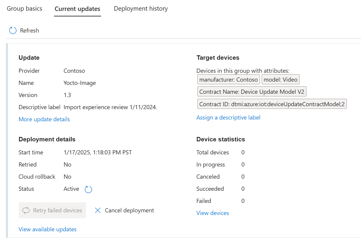 A screenshot of the Current updates view.