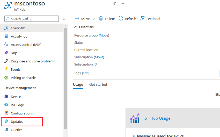 Screenshot that shows Import updates.