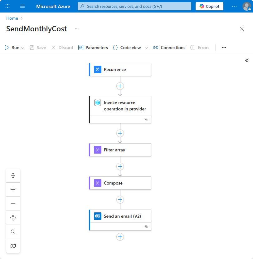 Screenshot shows the workflow designer surface with the underlying workflow.