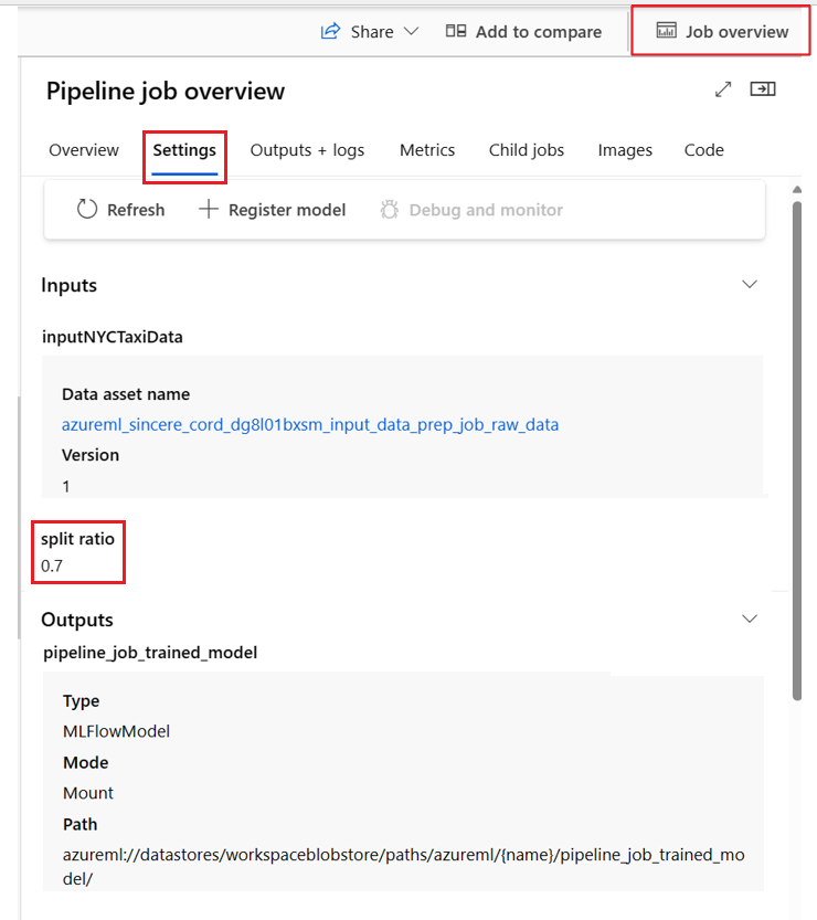 Screenshot highlighting the job overview setting panel.