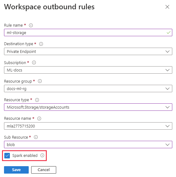 Screenshot of an endpoint rule with Spark enabled selected.