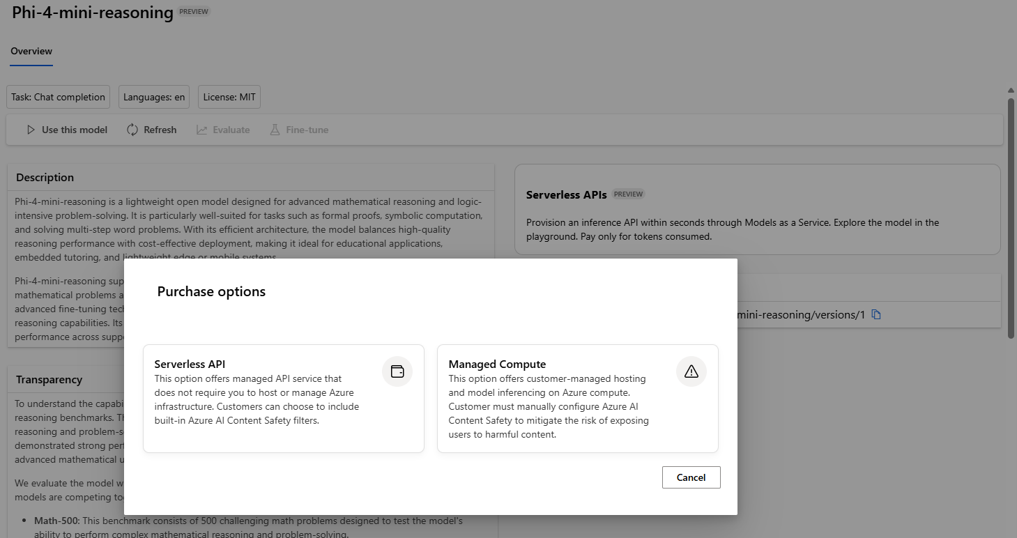 Screenshot showing the deploy button on the foundation model card.