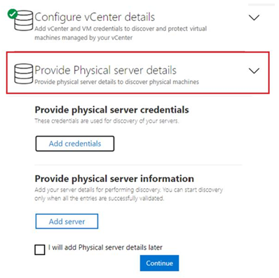 Screenshot provides physical server details