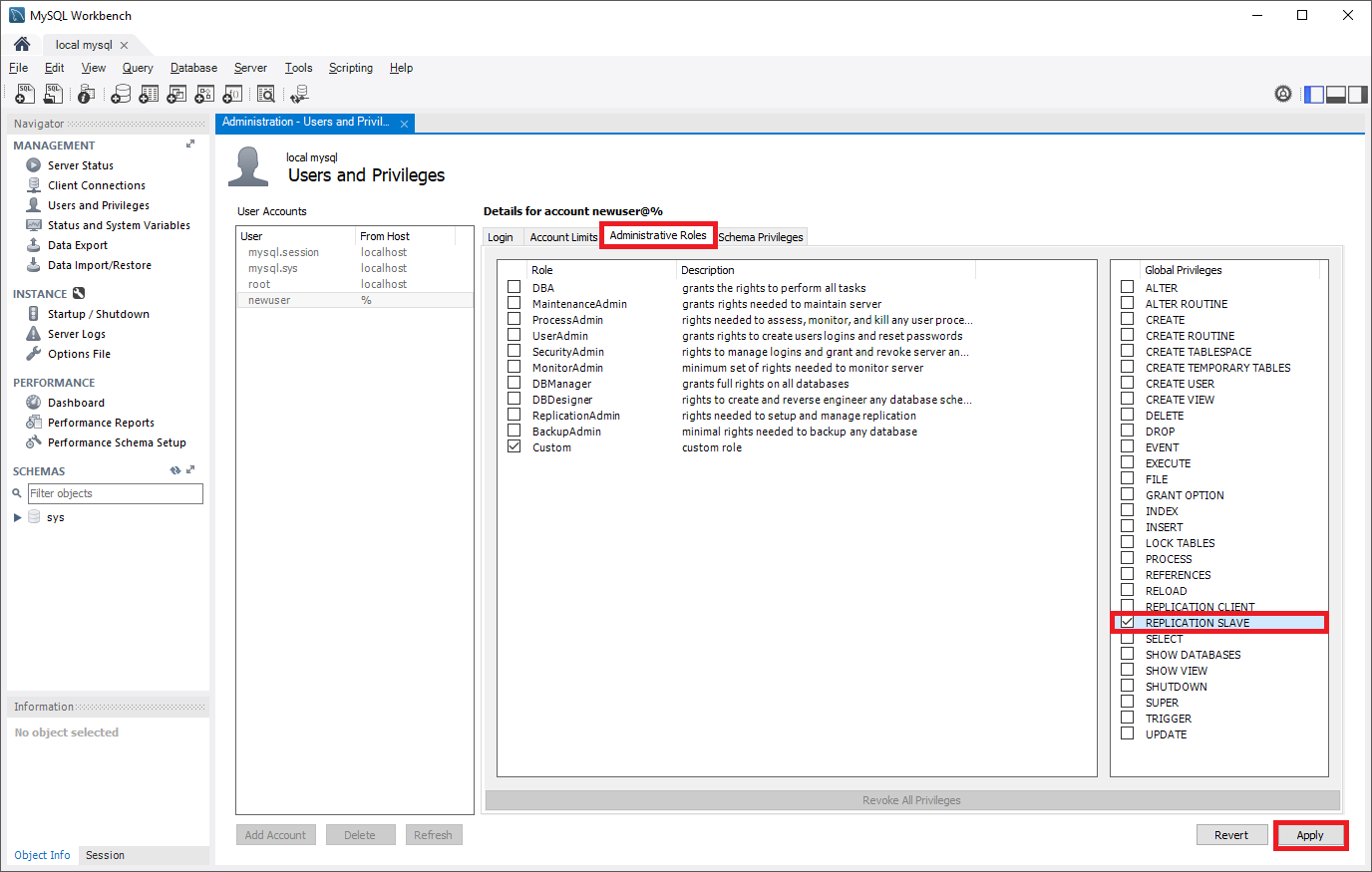 Screenshot of Replication Slave.