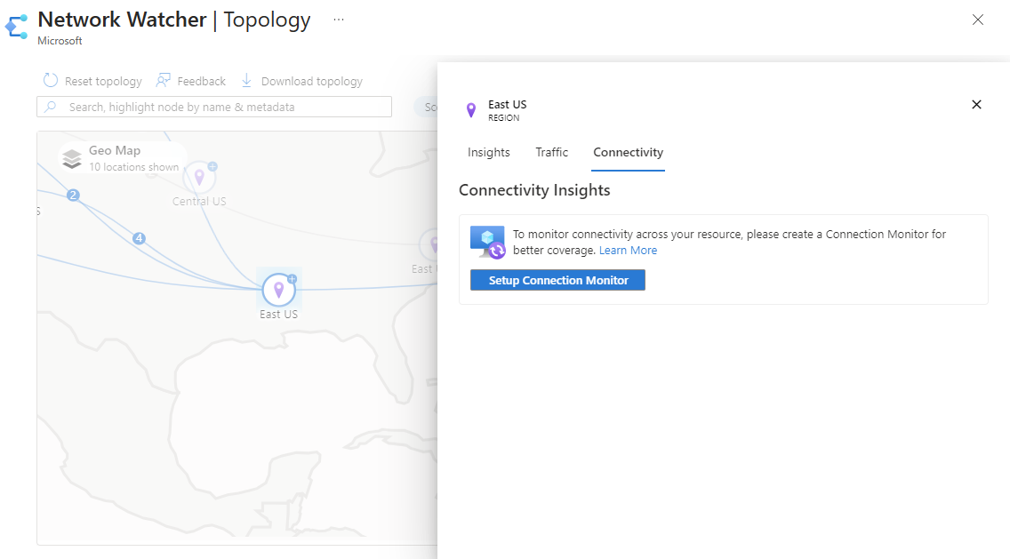 Screenshot of the Connectivity tab of topology.
