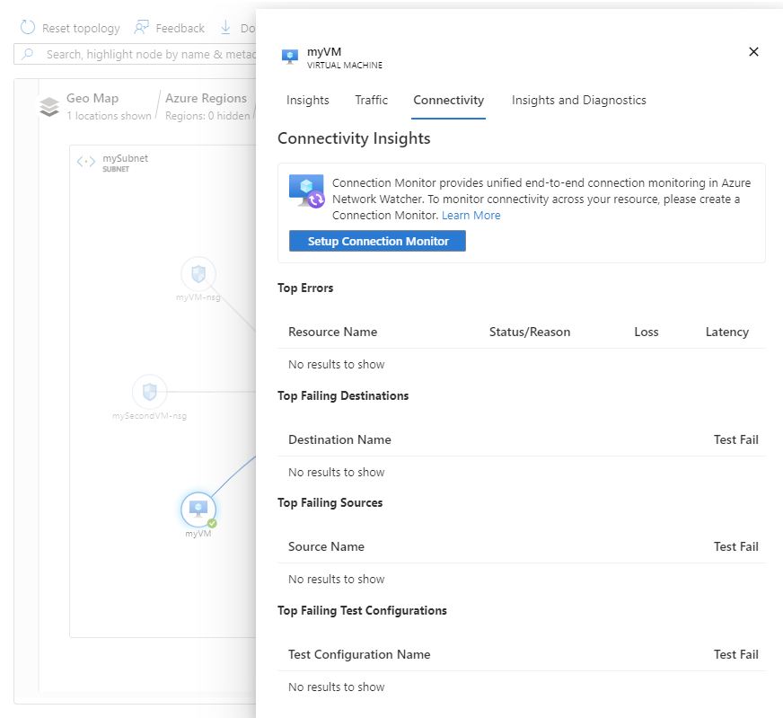 Screenshot of the virtual machine's connectivity tab.