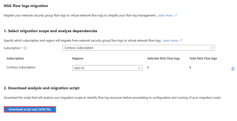 Screenshot that shows how to generate a migration script in the Azure portal.
