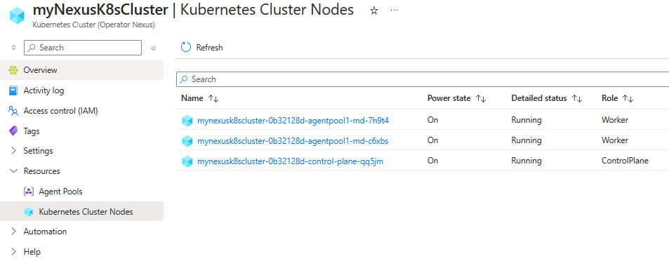 Screenshot of browsing Nexus Kubernetes cluster nodes.