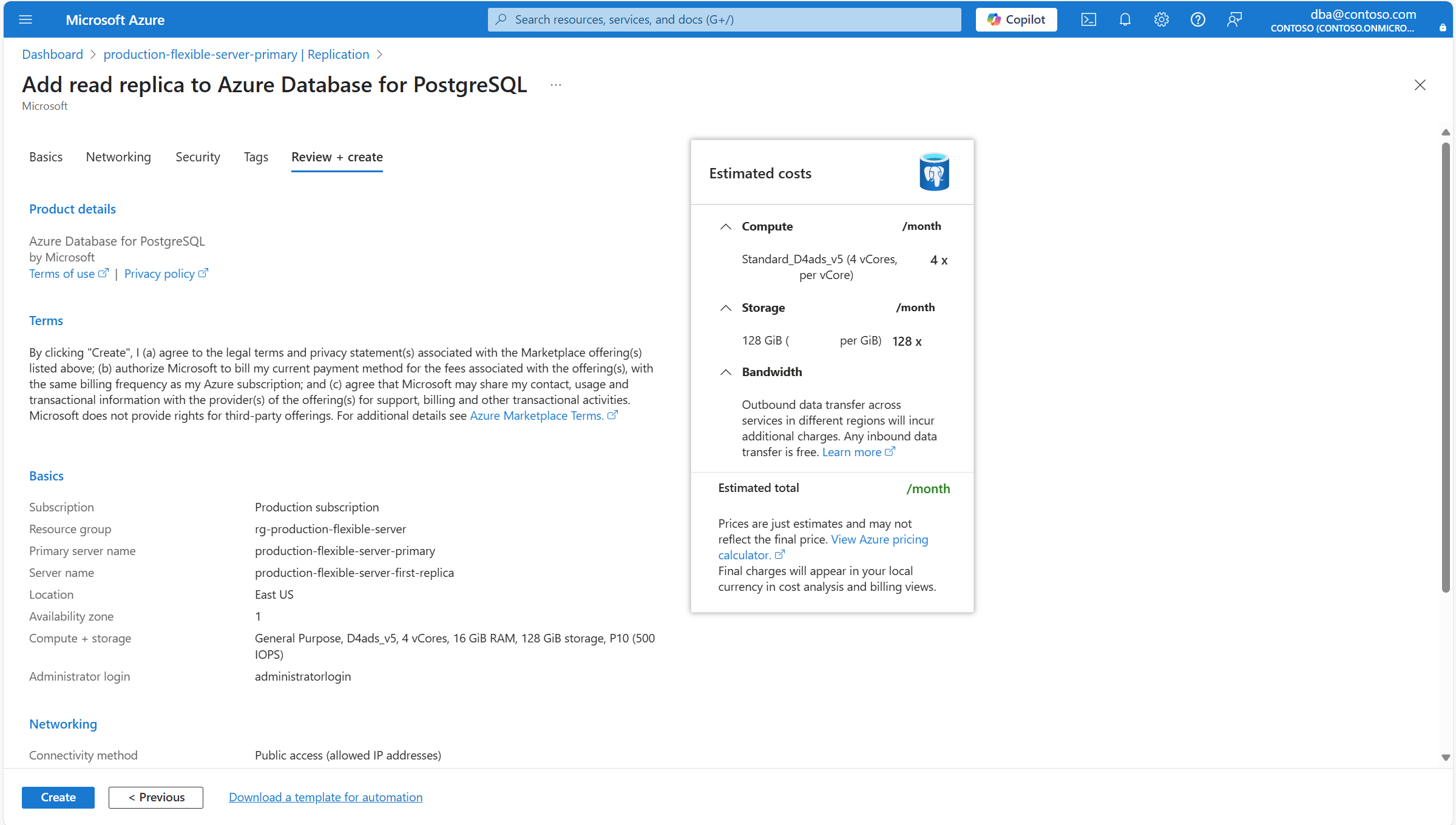 Screenshot showing the location of the Create button.