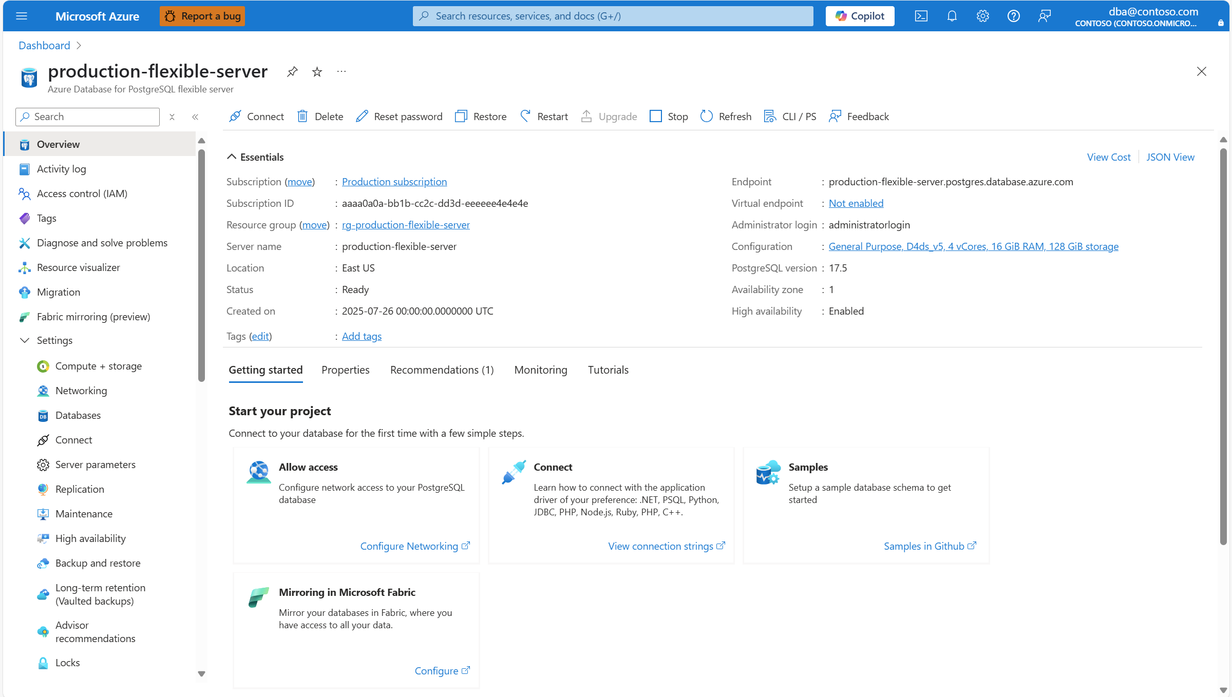 Screenshot showing the Overview page.