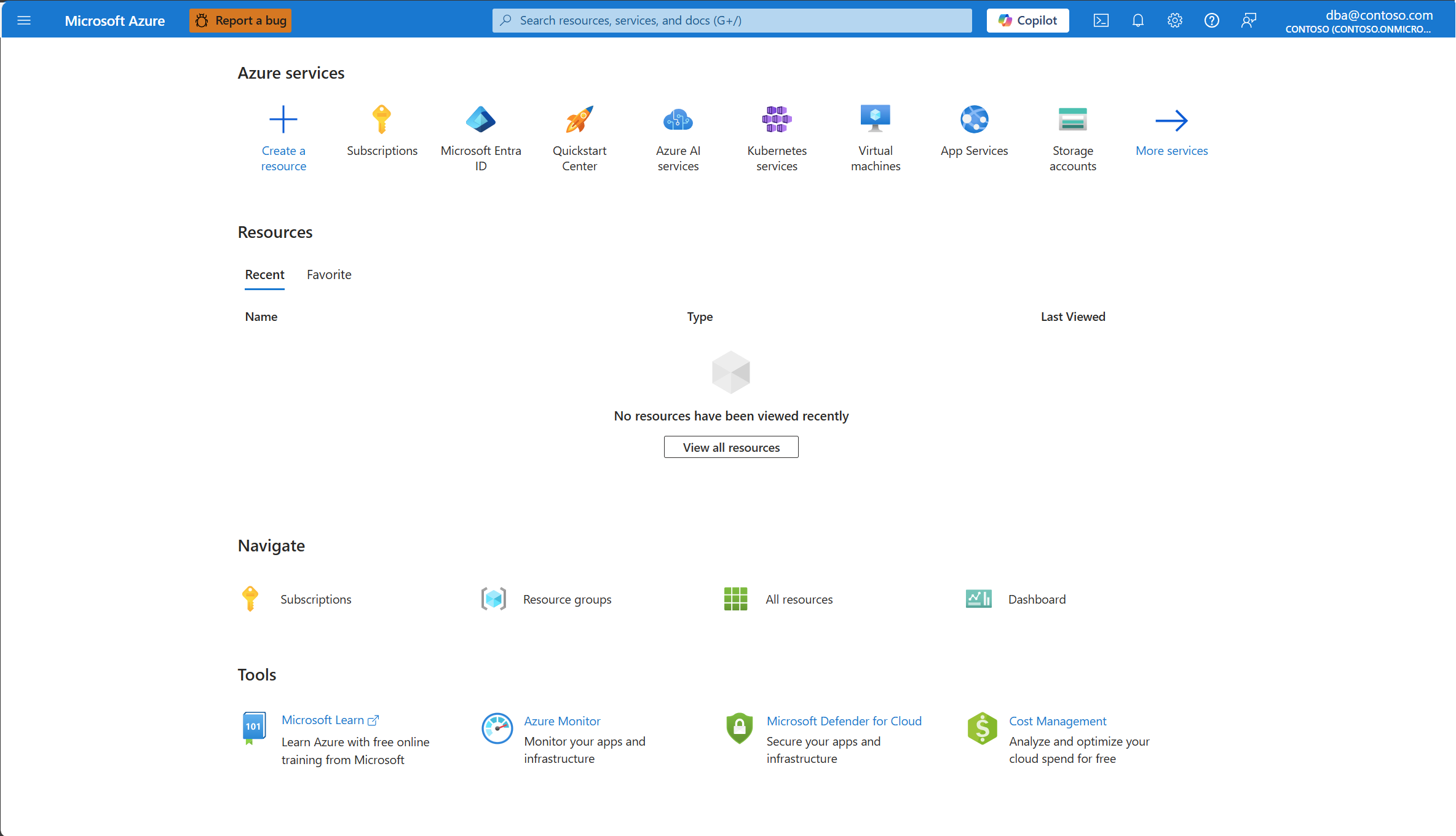 Screenshot that shows how to create a resource in Azure portal.