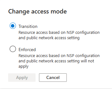 Screenshot of access mode settings with access mode options.