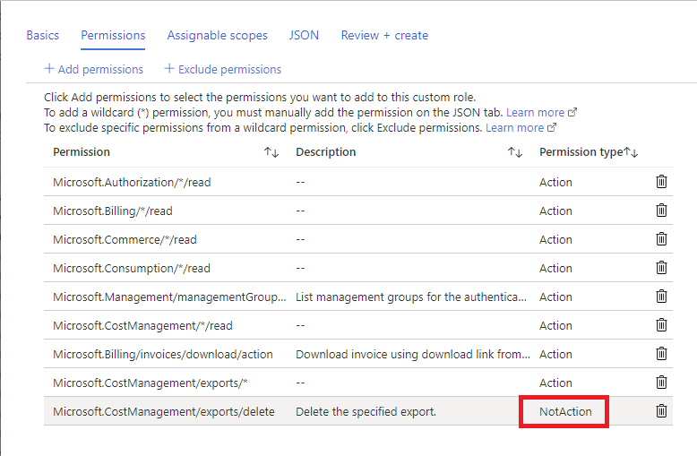 Screenshot of permission excluded.