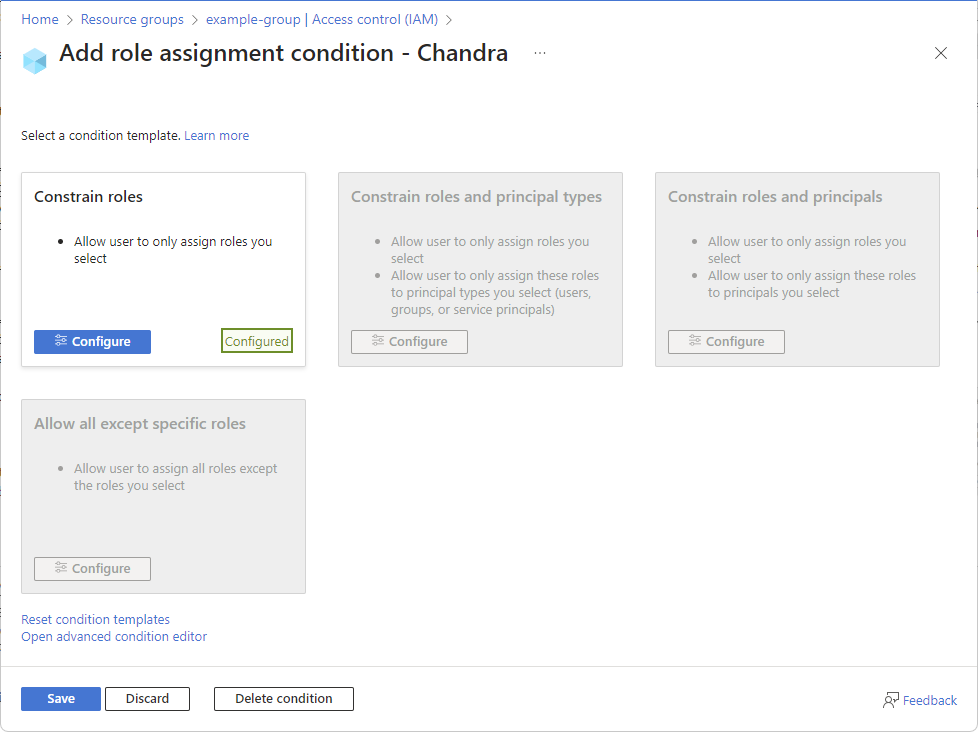 Screenshot of condition templates with matching template enabled.