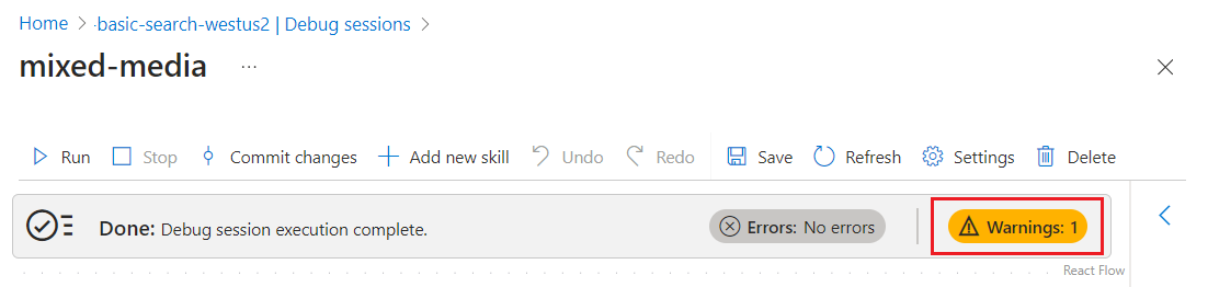 Screenshot of the error and warning buttons at the top of the page.