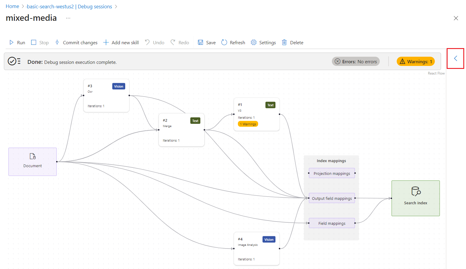 Screenshot indicating the blue arrow used for displaying context-sensitive details.