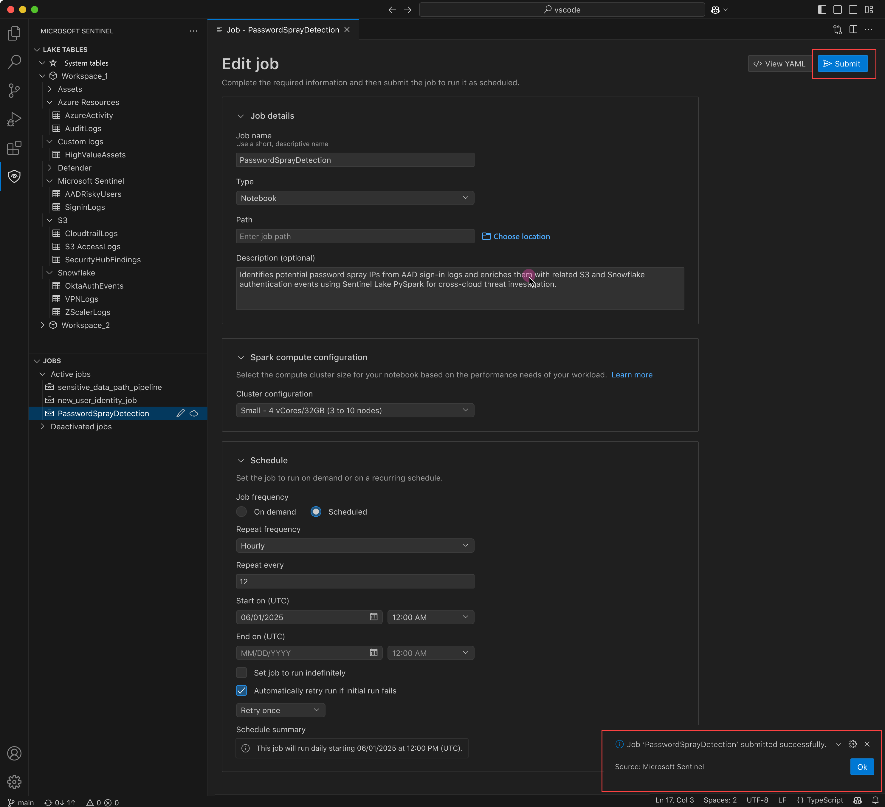 A screenshot showing the edit jib page in VS Code.