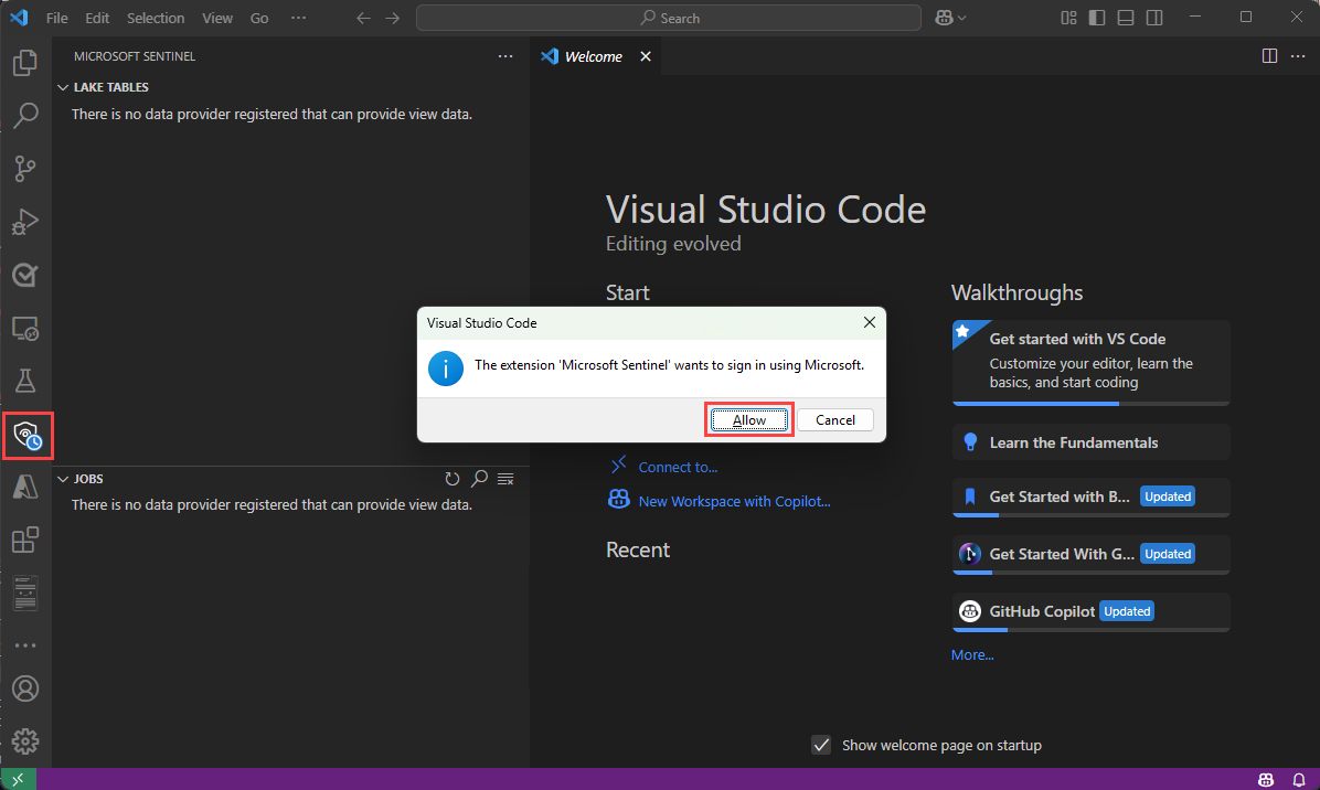 A screenshot showing the sign in dialog.