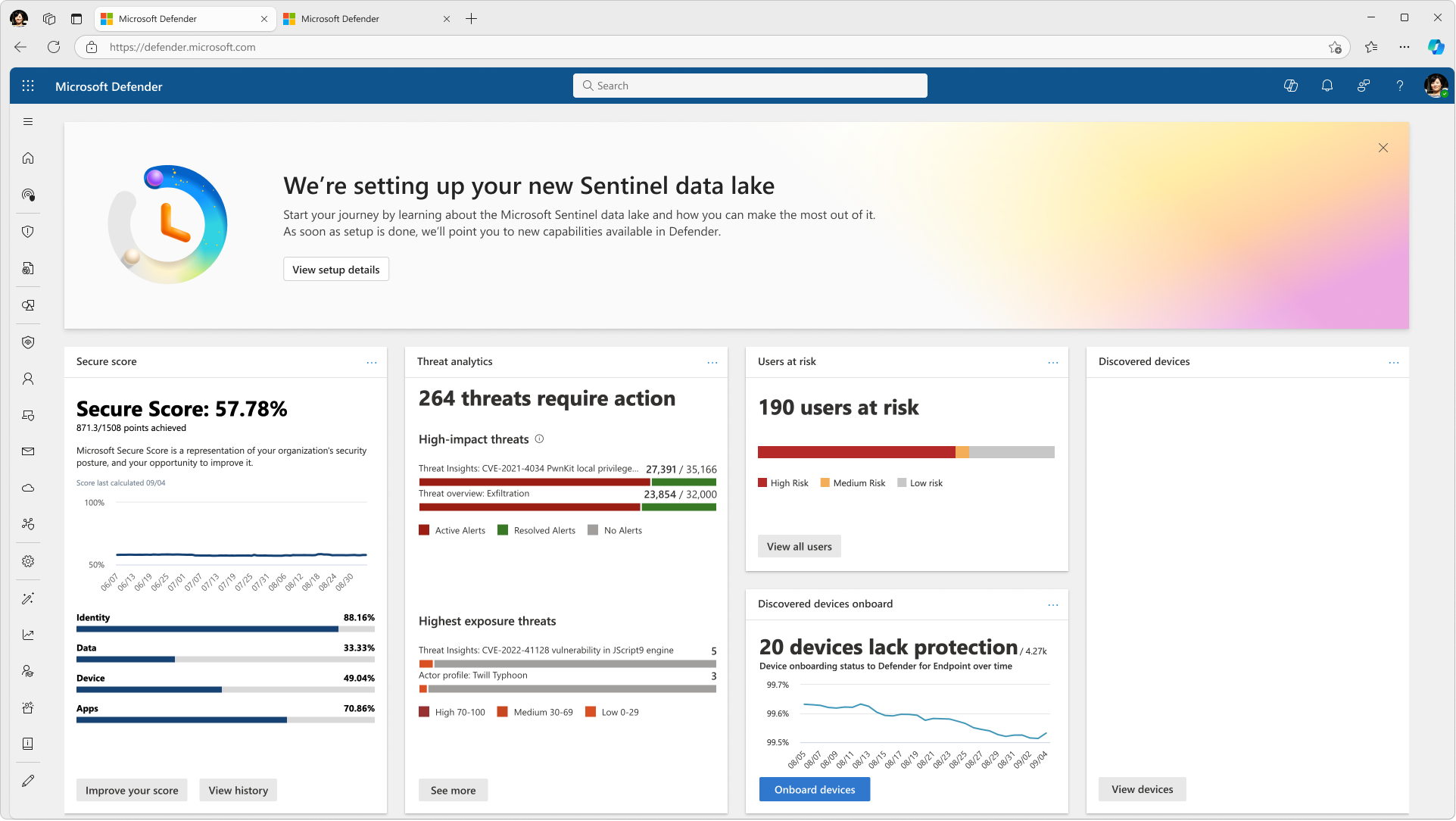 A screenshot showing the setup in progress banner.