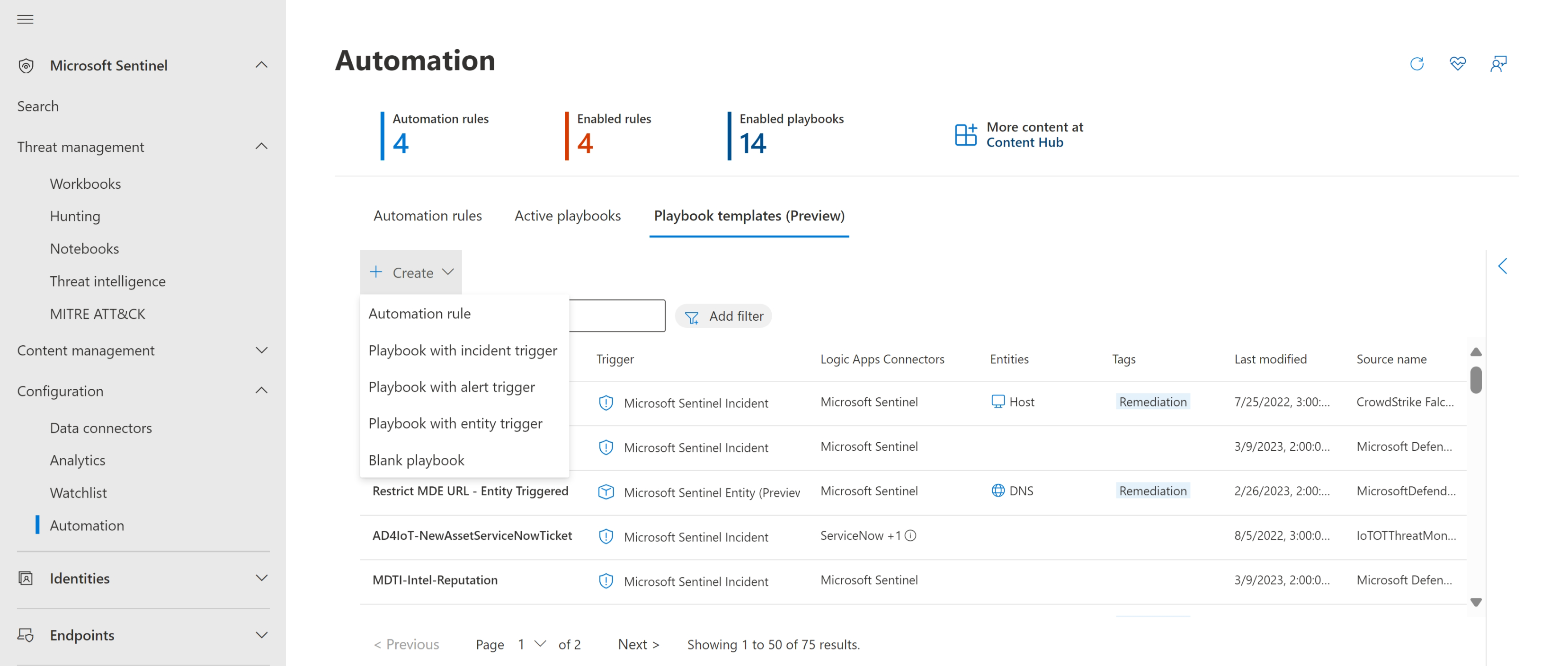 Screenshot of creating a new automation rule in the Automation page.