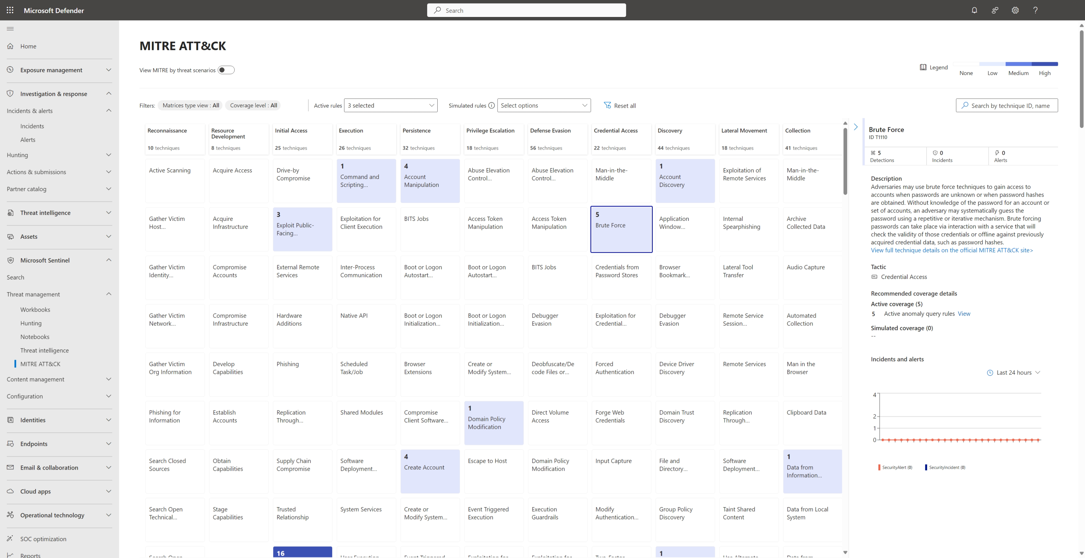 Screenshot of the MITRE ATT&CK page in the Defender portal.