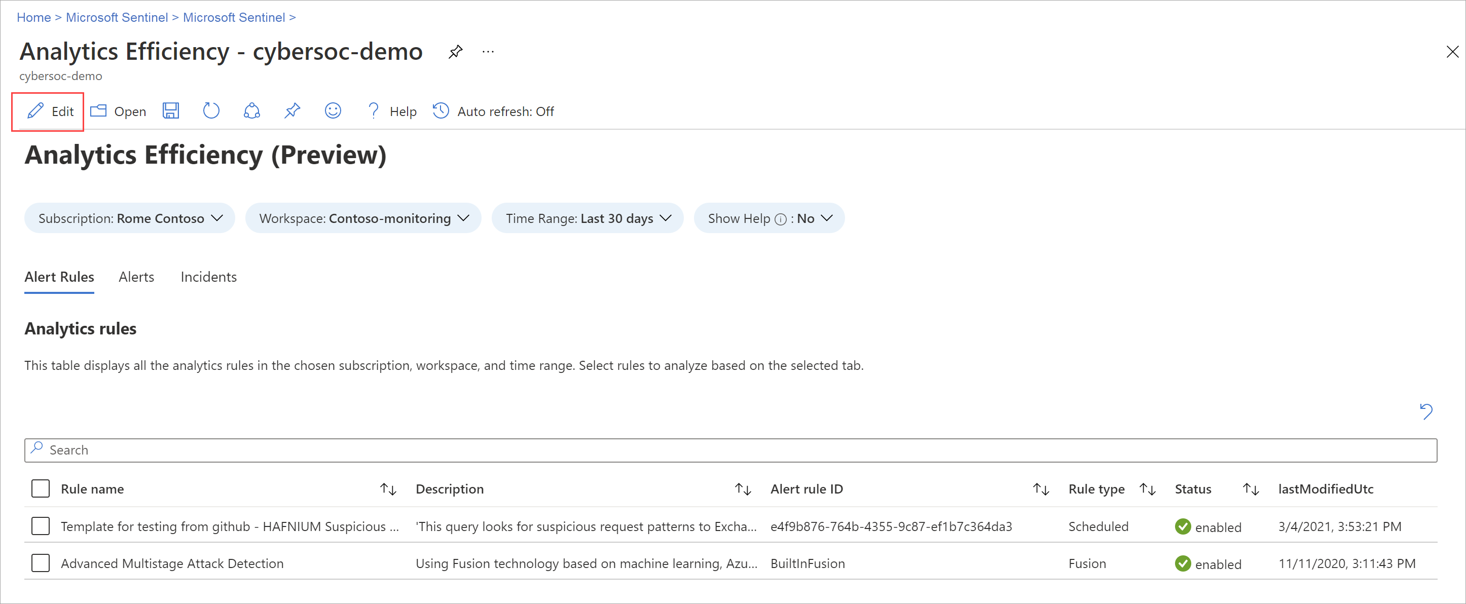 Screenshot that shows the saved workbook.